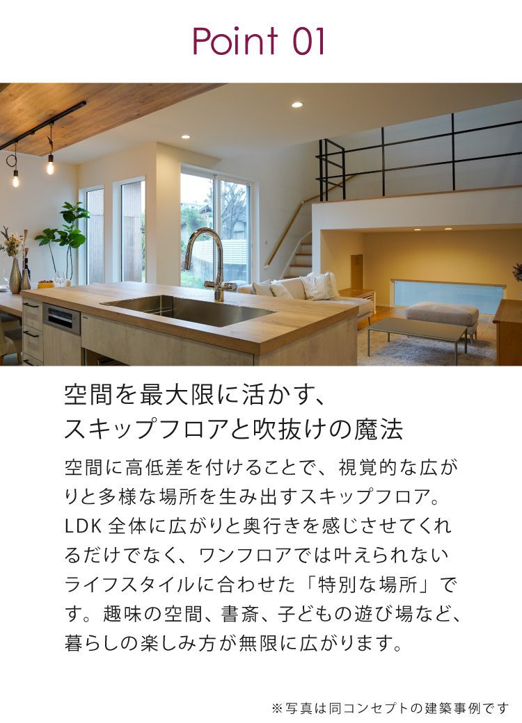 完成見学会を実施する家のポイント1

スキップフロア